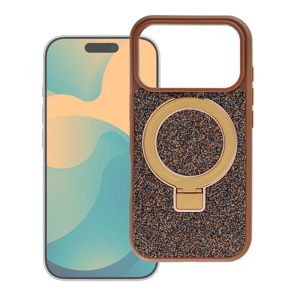 Case for iPhone 16 Quartz Circle Stand Mag Cover brown