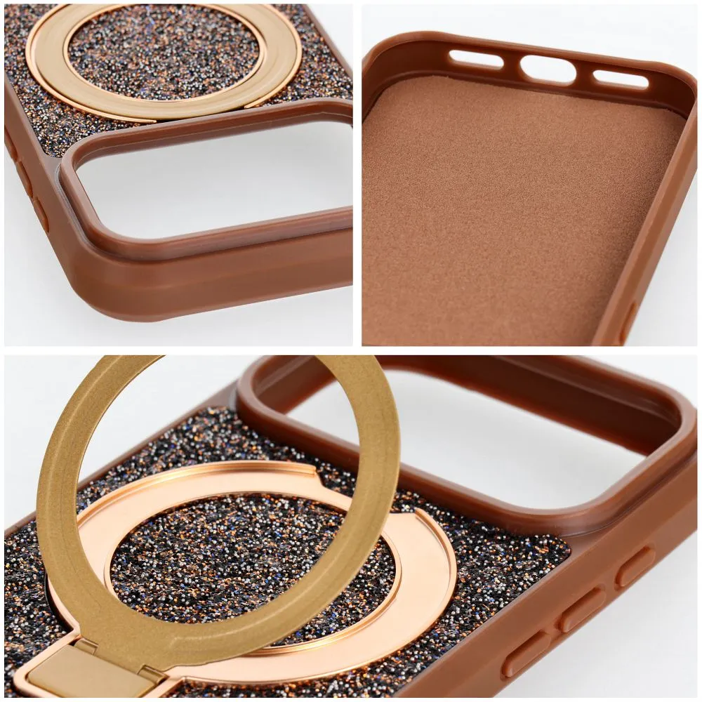 Case for iPhone 16 Quartz Circle Stand Mag Cover brown - Image 5