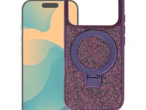 Case for iPhone 12 / 12 Pro Quartz Circle Stand Mag Cover dark cherry