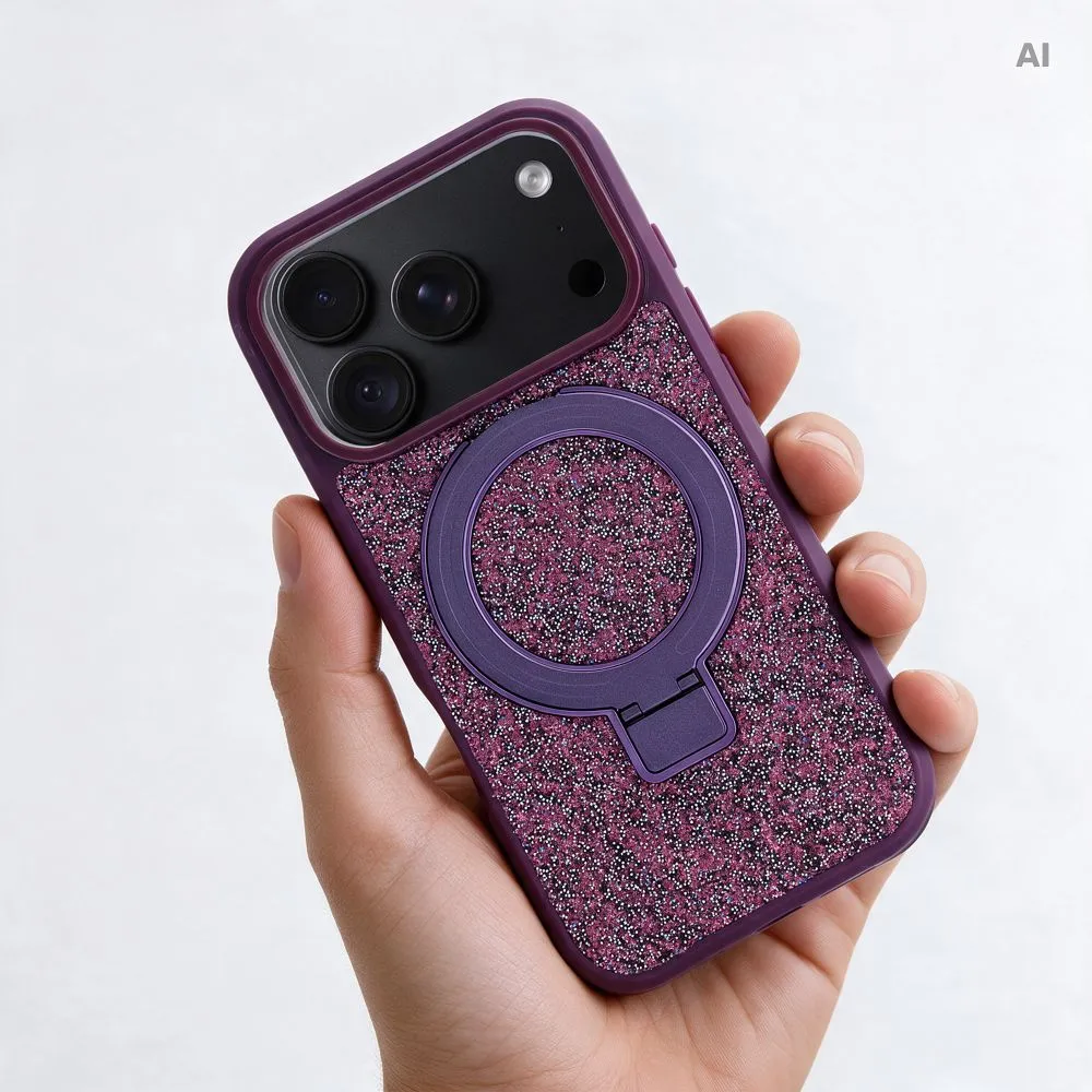 Case for iPhone 11 Quartz Circle Stand Mag Cover dark cherry - Image 3