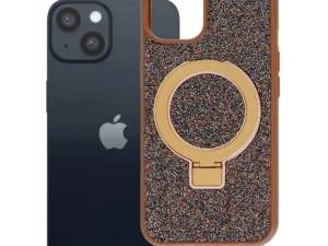 Case for iPhone 14 Quartz Circle Stand Mag Cover brown