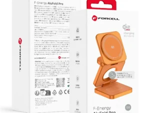 FORCELL AluFold Pro Qi 2.2 25W 3in1 Ultra-Fast Wireless Desk Charger for iPhone and Samsung compatible with MagSafe, Apple Watch, Samsung Watch orange