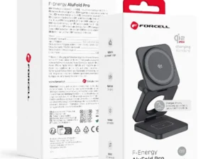 FORCELL AluFold Pro 3in1 Qi 2.2 25W Ultra-Fast Wireless Desk Charger for iPhone and Samsung compatible with MagSafe, Apple Watch, Samsung Watch grey