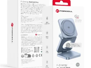 FORCELL AluFold Pro 3in1 Qi 2.2 25W Ultra-Fast Wireless Desk Charger for iPhone and Samsung compatible with MagSafe, Apple Watch, Samsung Watch light blue